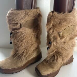 Pajar Tan Womens Fur Snow Ski Boots Sz 40/8.5